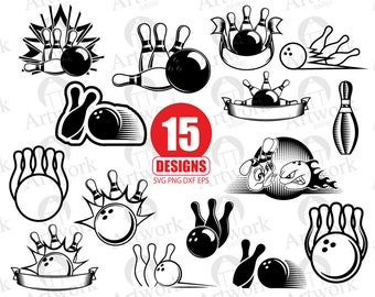 BOWLING SVG, bowling pin svg, bowler svg, clipart, decal, stencil, vinyl, cut file, silhouette, png, dxf, image, cricut file