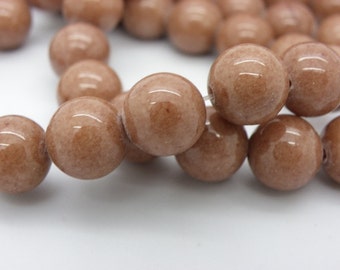 sale 30 beads 10 mm Café au lait beige taupe jade