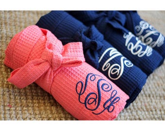 Monogrammed Robe, monogrammed bath robe, spa bachelorette blue robe, Bridesmaid Gift, Personalized bath robe, personalized robes for women,