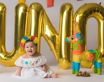 Fiesta Baby Dress, Birthday Smash Cake Outfit, Birthday Girl Outfit, Girl Fiesta Party, Off Shoulders Dress, Holiday Dress, Cinco De Mayo
