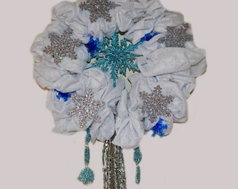 Christmas Wreath, Door wreath, Holiday Wreath,Blizzard Conditions ,Snowflake, Ready to Ship!