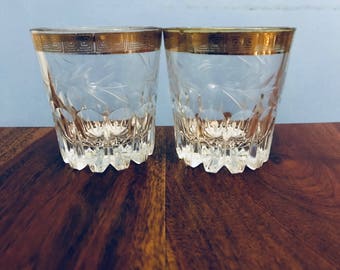 Vintage Gold Rimmed Whiskey Tumblers Antique Glass Tumblers