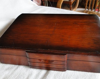 Vintage Art Deco Silverware Chest for Flatware Set - Storage Box - Solid Wood- 1920s-30s
