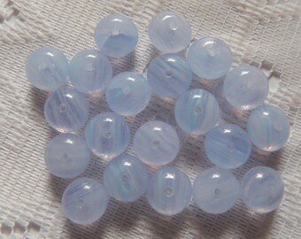 20 Perriwinkle Blue Variegated Hurricane Donut Rondelle Czech Glass Beads 9mm