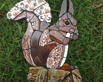 Mosaic squirrel wall hanging