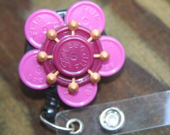 Name badge reel nurse badge recycled medication caps badge holder