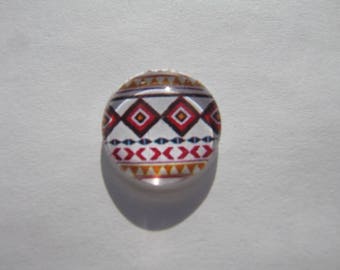 Glass cabochon round 14 mm with image geoemetrique