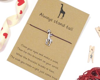 giraffe wish bracelet, friendship bracelet, charm bracelet, cord bracelet, giraffe jewellery, string bracelet, friend gift, animal bracelet