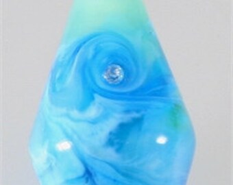 Blue Glass Lampwork Focal Bead Pendant - SRAJD