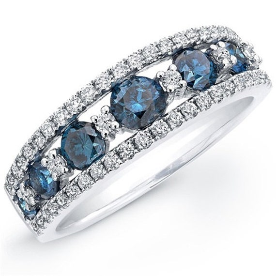  Blue  Diamond  Wedding  Ring  Diamond  Wedding  Ring  Stackable