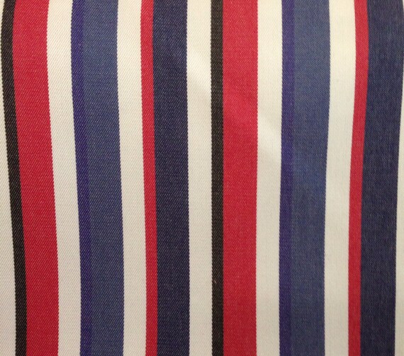 Red White Blue and Black Stripe Upholstery Fabric Fabric By