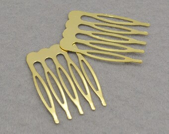 Gold Plated Metal Comb - 50pcs Metal Hair Combs 5 teeth 26x40mm