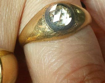 Early 1800s Georgian Rosecut Diamond Colette Set Ring 18k Gold