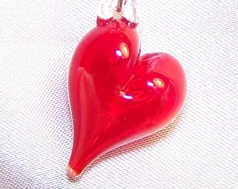 Handmade Lampwork Glass Bead Hollow Bubble Heart by Cara
