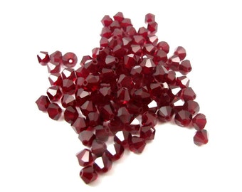 Siam Red Swarovski Bicone Beads (50X) (S561)