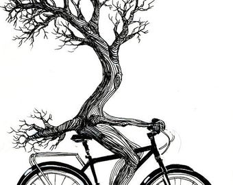 Tree Riding Bicycle Print