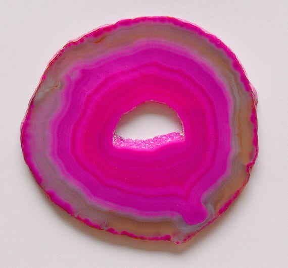 1 Large Pink Dyed Agate Crystal Quartz Natural Geode Mineral