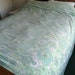 Vintage Bed Sheet - Green Flowers and Leaves - good vintage condition