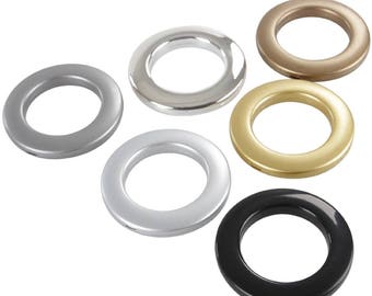 10 x 42mm Plastic Curtain Eyelets and Rings Clips Grommets - Silver or Gold - UK