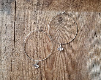 Sterling silver handmade hoops with herkimer diamonds