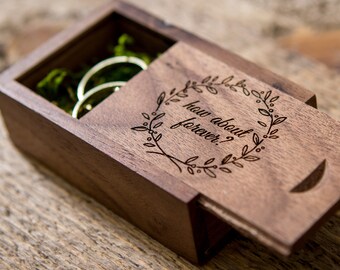 Engraved Wood Box Only ( Ring Box , Small USB Box , Engagement Ring Box , Tiny Gift Box , Ring Bearer Box in Maple or Walnut Wood )