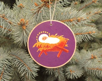 Jesse Tree Ornaments - Rustic Wooden - Advent Purple - READY TO SHIP - Christian Advent Calendar leading to Christmas