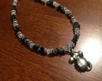 Black Dumbo Rat Charm Bracelet