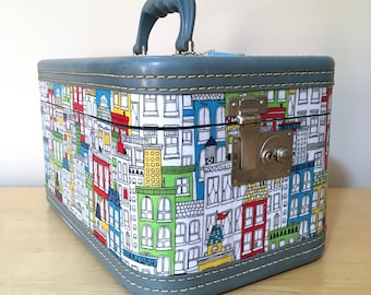 Upcycled Vintage Train Case Decoupaged with Uptown Fabric