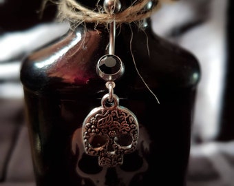 Sugar Skull Halloween Belly Navel Bar