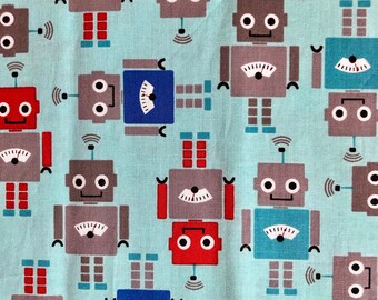 Aqua Robot Cotton Pillowcase