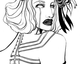 Gaze - 9"x12" Original Ink Illustration