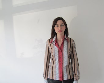 Vintage 1970s Ladies Art Deco Blouse