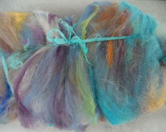 Soft/art batts/woolen cloth dyed by hand/spinning felting/110 grs/merinos,bfl,alpaga,texel,soie..."fario"
