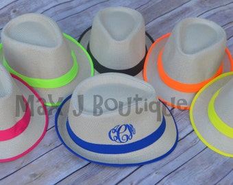 Monogrammed Fedora - Personalized Fedora - Beach Hat - Bridesmaid gift