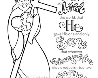 God So Loved The World Coloring Page 85X11 Bible Journaling Tip In 6X8