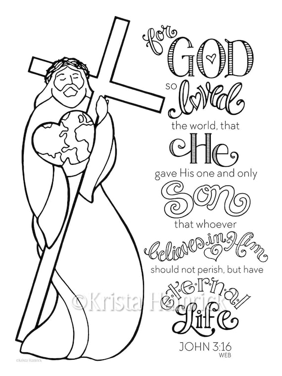 God So Loved the World coloring page 85X11 Bible
