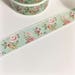Mint Polka Dot with Pink and Yellow Floral Vintage Floral Washi Tape 11 yards 10 meters 15mm