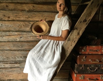White Linen Maxi Dress, Long linen dress, plus size maxi dress with sleeves, white beach dress, plus size dress, white linen dress, xl