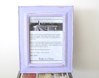 Rustic Frame Beach Distressed Frame Purple Wooden 5x7 Photo Frame Shabby chic picture frame