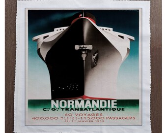 Normandie Ship travel - Sewing, Cushion, Upholstery, Craft, Patchwork and Quilting Fabric Panel 100% cotton