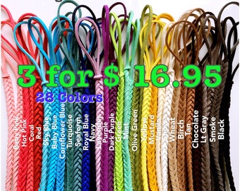 3 for 16.95!! 7" Long Leather Braided Pacifier Clip, Boho Braided Leather ~ Soother Clip, Binky Clip, Dummy Clip, Universal Pacifier Clip