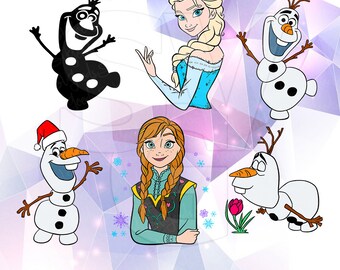The Frozen Elsa Anna Olaf Snowman LAYERED SVG DXF Cut Files Vector Silhouette Cricut Design Cameo Vinyl Decal Digital Print Party Supply