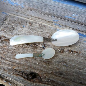 Vintage AntiqueFrench motherofpearl seashell spoons set of 2