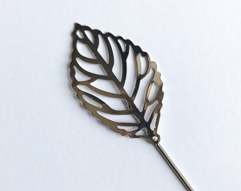 Leaf head pin, brooch pin, hat pin, hijab pin, lapel pin blank settings for crafts, jewelry making findings