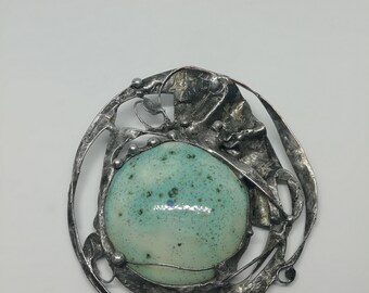 Tiffany Pendant Necklace with nice Turquoise Ceramics