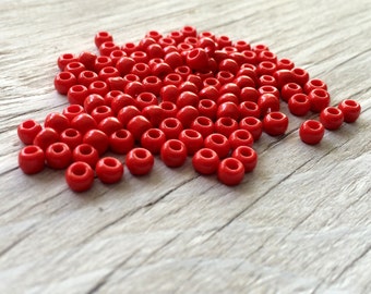 Toho seed beads size 6 red- red glass seed beads