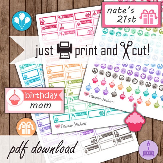 printable birthday planner stickers happy birthday reminder