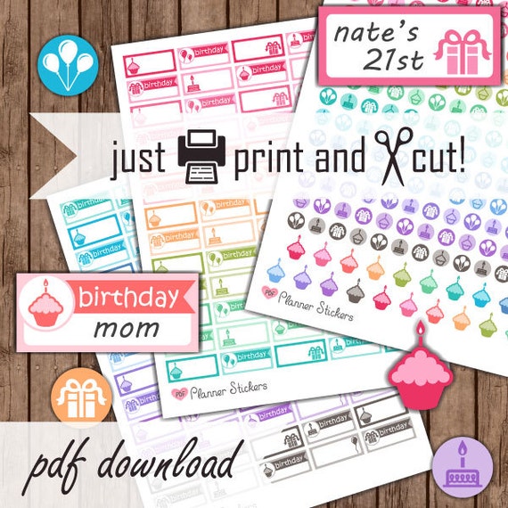 printable birthday planner stickers happy birthday reminder