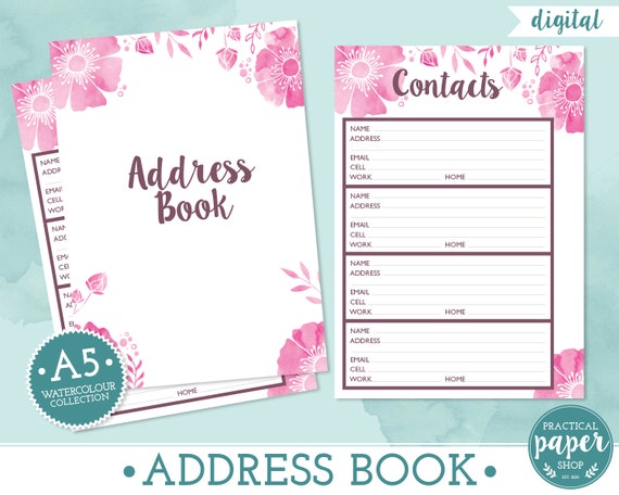 items similar to a5 planner address book inserts digital