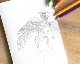 Love Bird printable coloring card and page